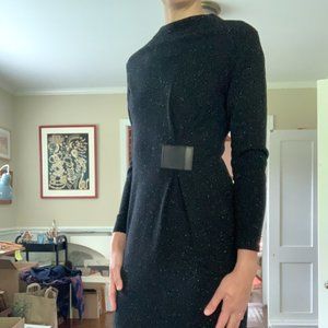 Beautiful 100% wool flecked black dress by Lafayette 148 cozy warm winter Small